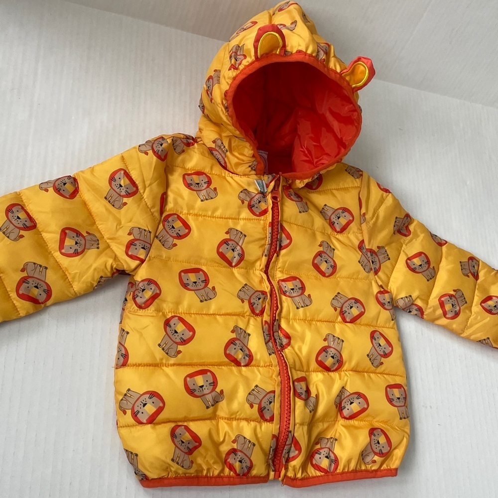 Robeez Ro + Me Yellow Orange Coat Jacket Lion Print Size 24 Months